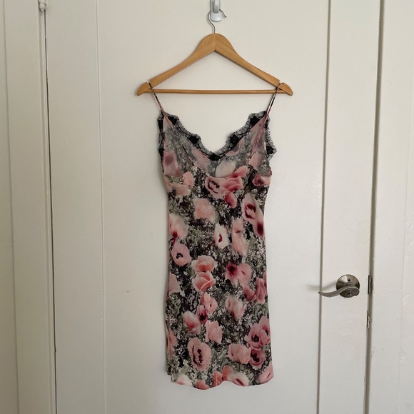 Fleur du Mal Lace Trim Silk Floral Mini Dress Size S - Picture 5 of 6